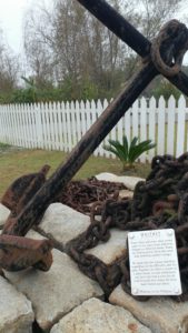 Whitney Plantation Wallace, Louisiana. Large rusty anchor with placard.