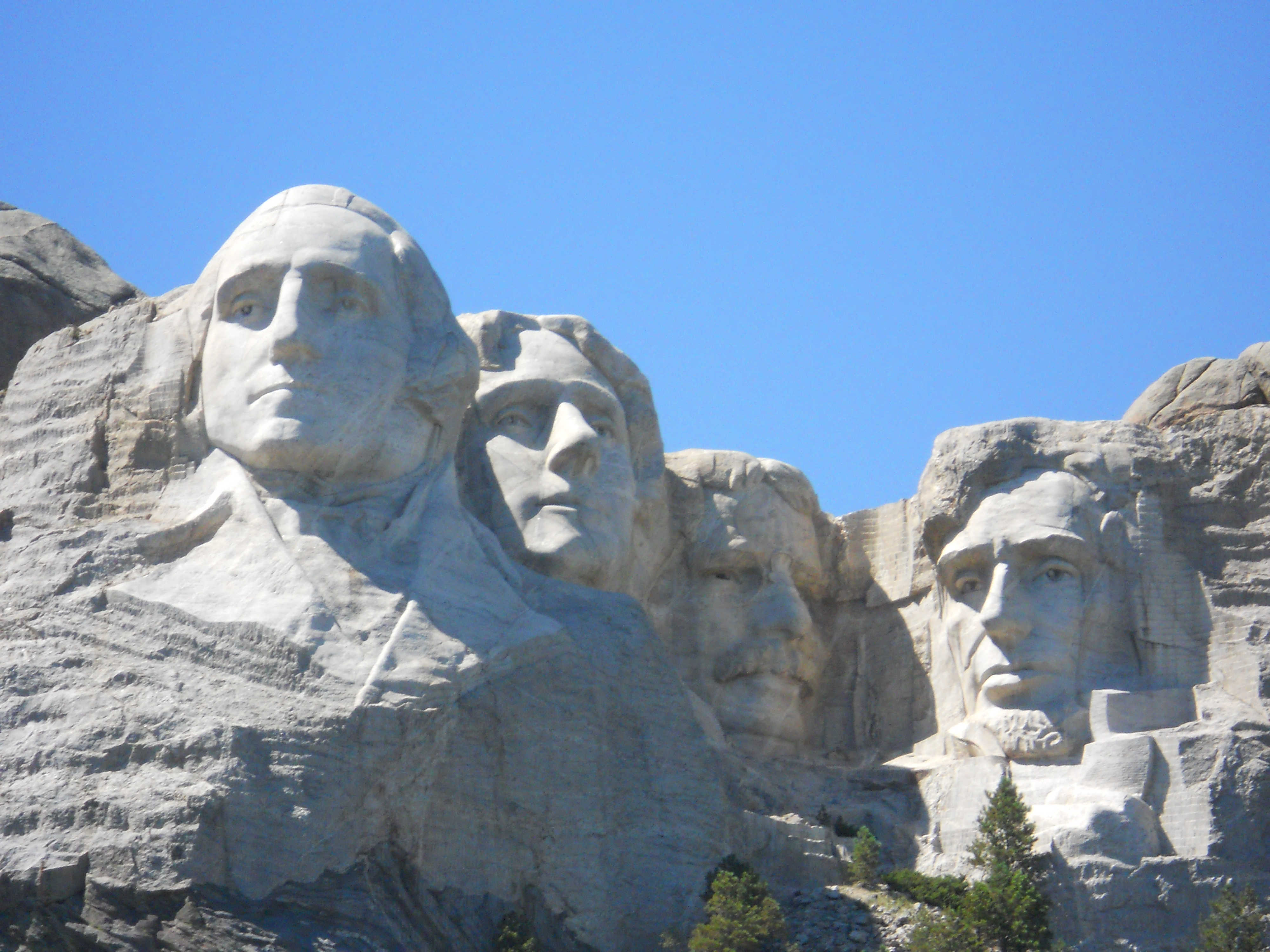 Mount Rushmore Keystone, South Dakota, with blue skies.